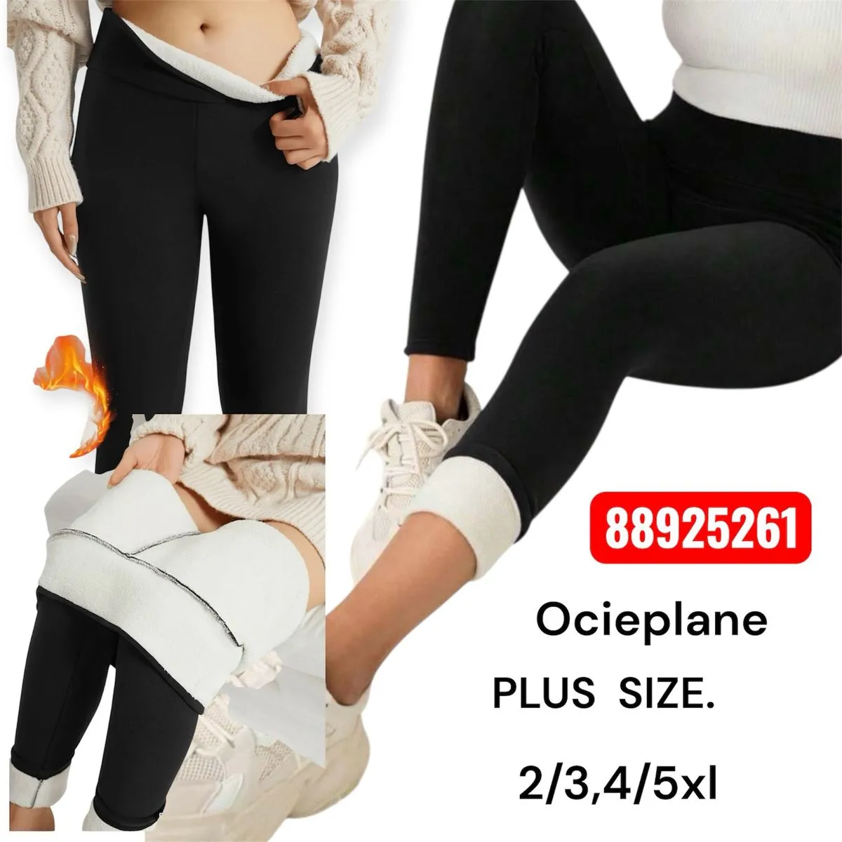 Legginsy damskie ocieplane plus size 2/3/4/5XL