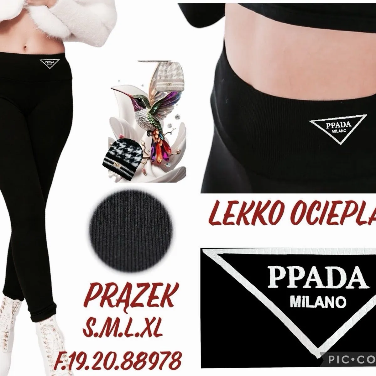 Legginsy damskie czarne Milano S.M.L.XL prążek