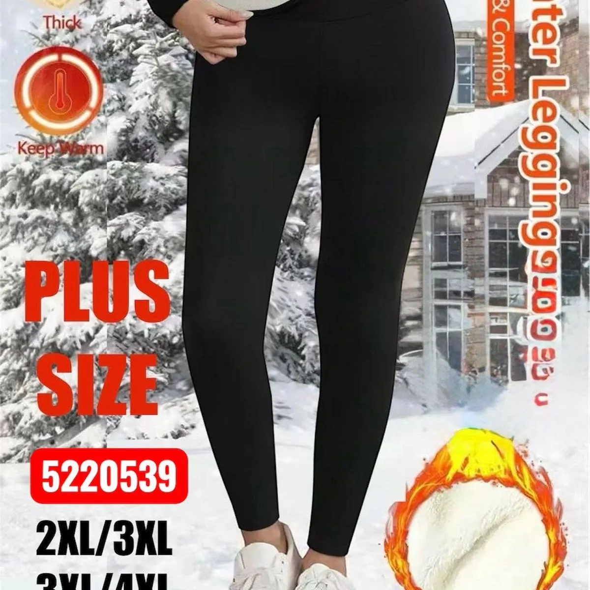 Legginsy damskie termoaktywne plus size 2XL-6XL czarne