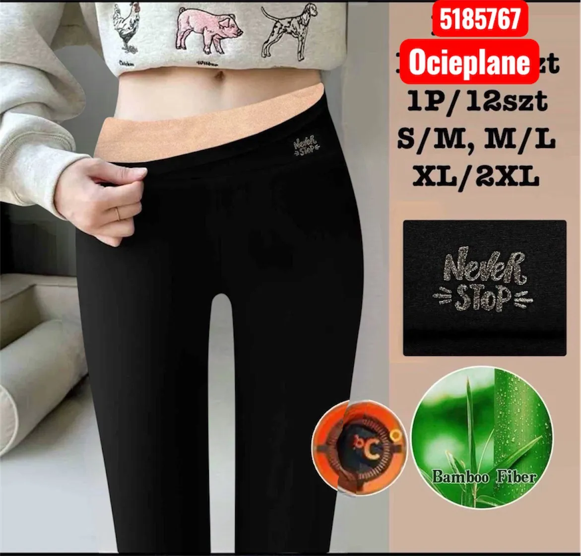 Legginsy damskie ocieplane bambusowe S-2XL