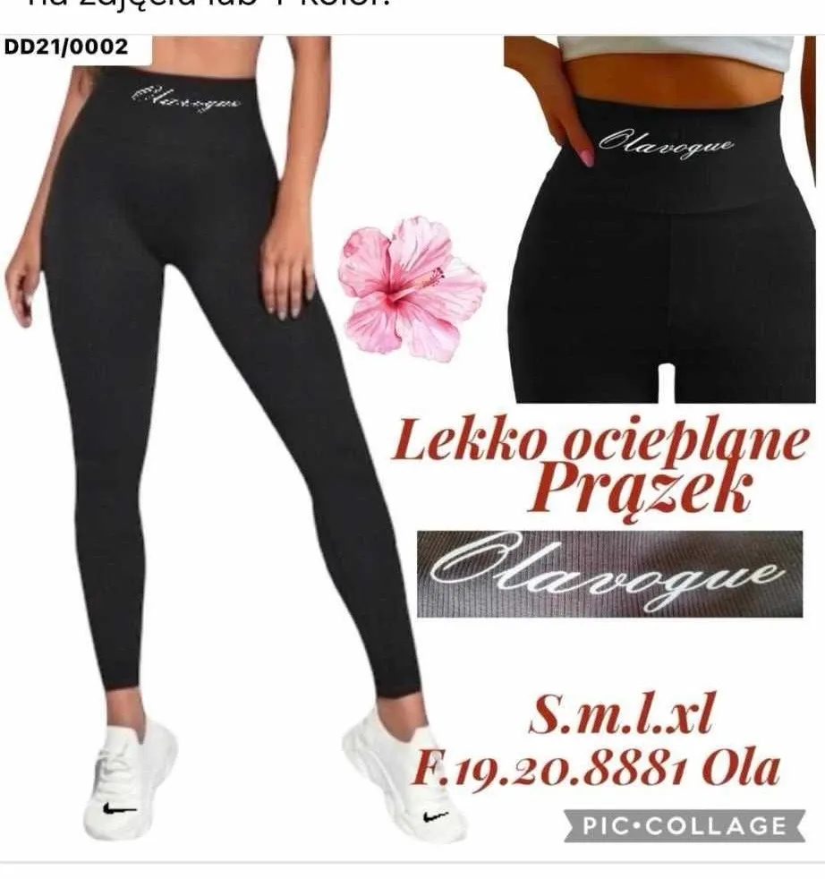 Legginsy damskie czarne lekko ocieplane OlaVogue S.M.L.XL