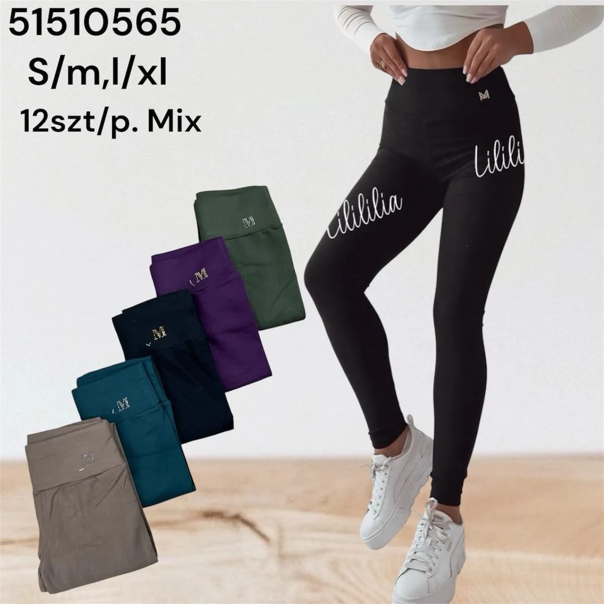 Legginsy damskie S/M/L/XL mix kolorów 12 szt/paczka