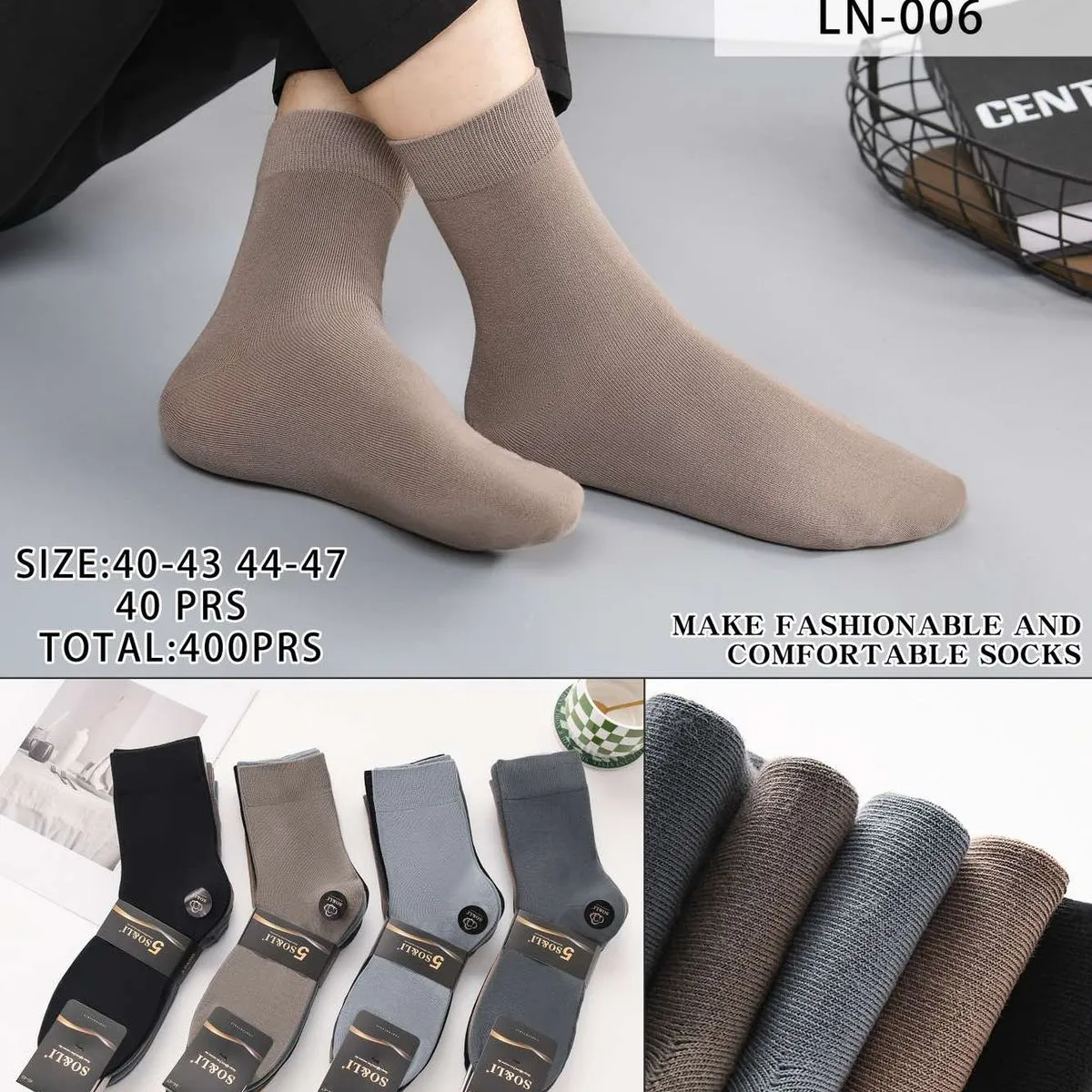 Skarpetki męskie SOL&Lİ LN-006 rozmiar 40-47, 40 szt