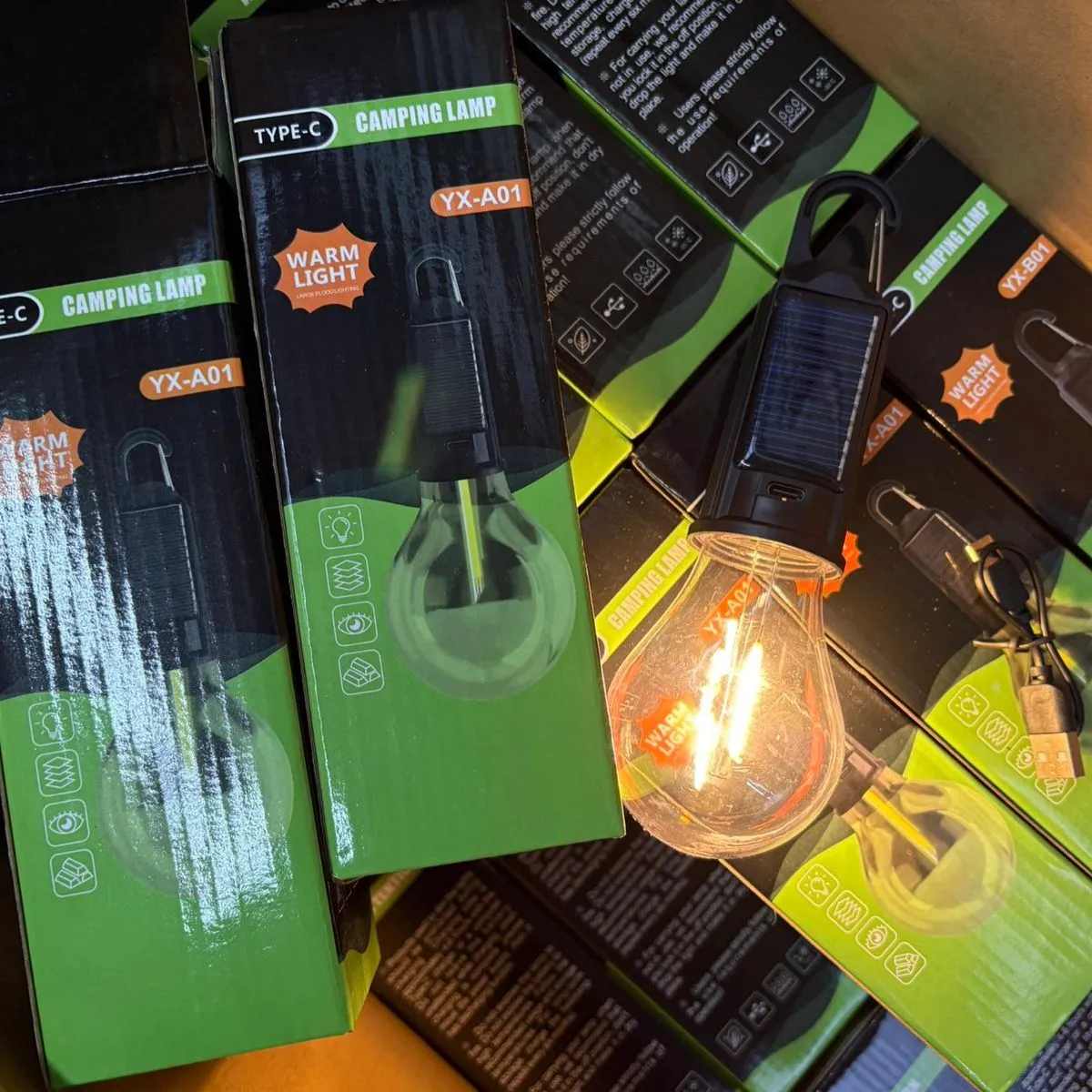 Lampka kempingowa solarna YX-A1 Type-C z kablem USB