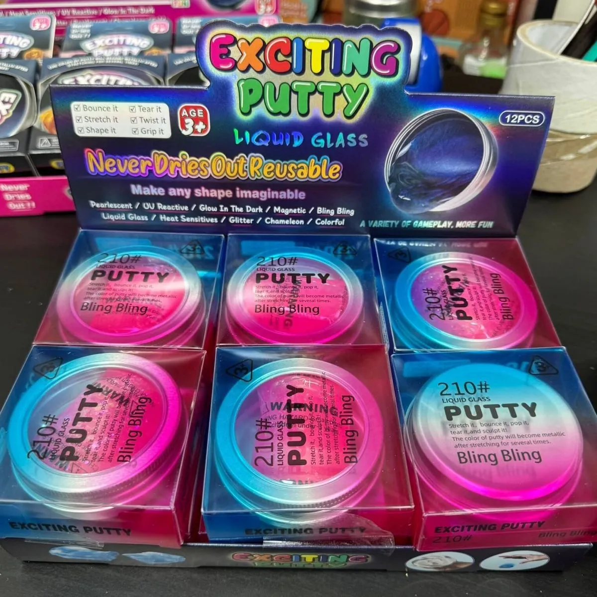 Plastelina Liquid Glass Exciting Putty, 12 szt