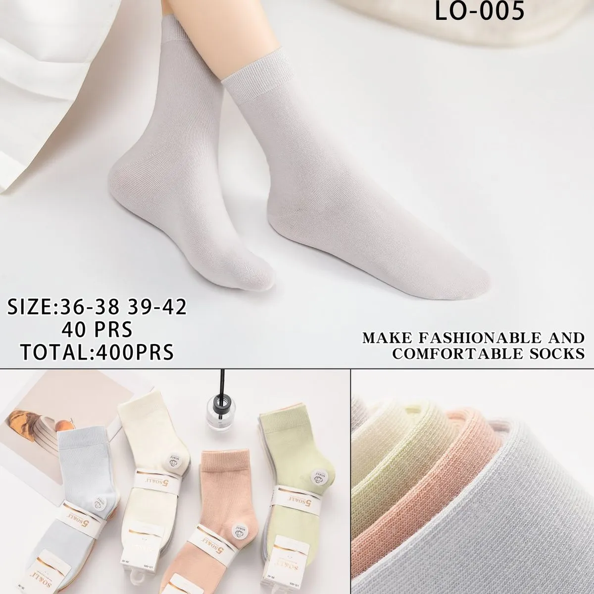 Skarpetki damskie SO&Li LO-005 szary 36-42, 40 szt