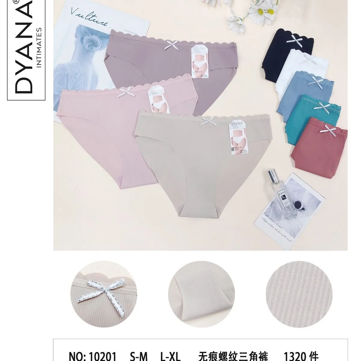 Majtki damskie DYNATES bezszwowe S-M L-XL 10 szt mix kolorów