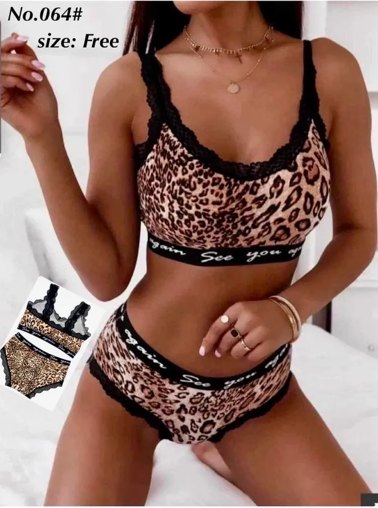 Komplet bielizny damskiej leopard print rozmiar Free No.064
