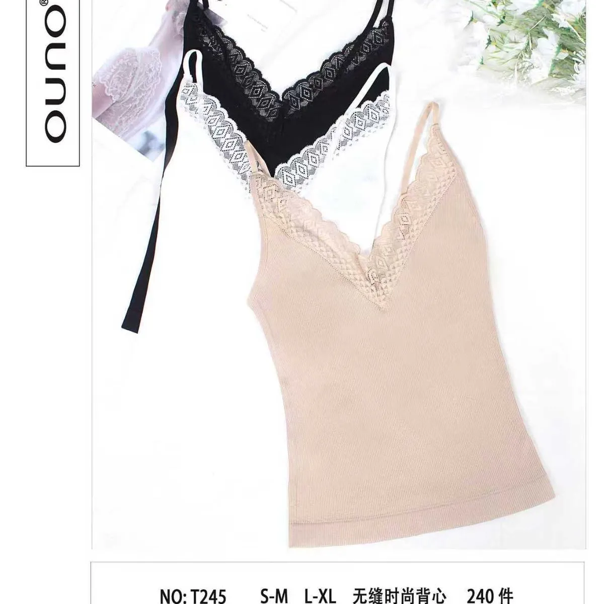 Podkoszulka Damska z Koronką Uno NO:T245 S-M-L-XL