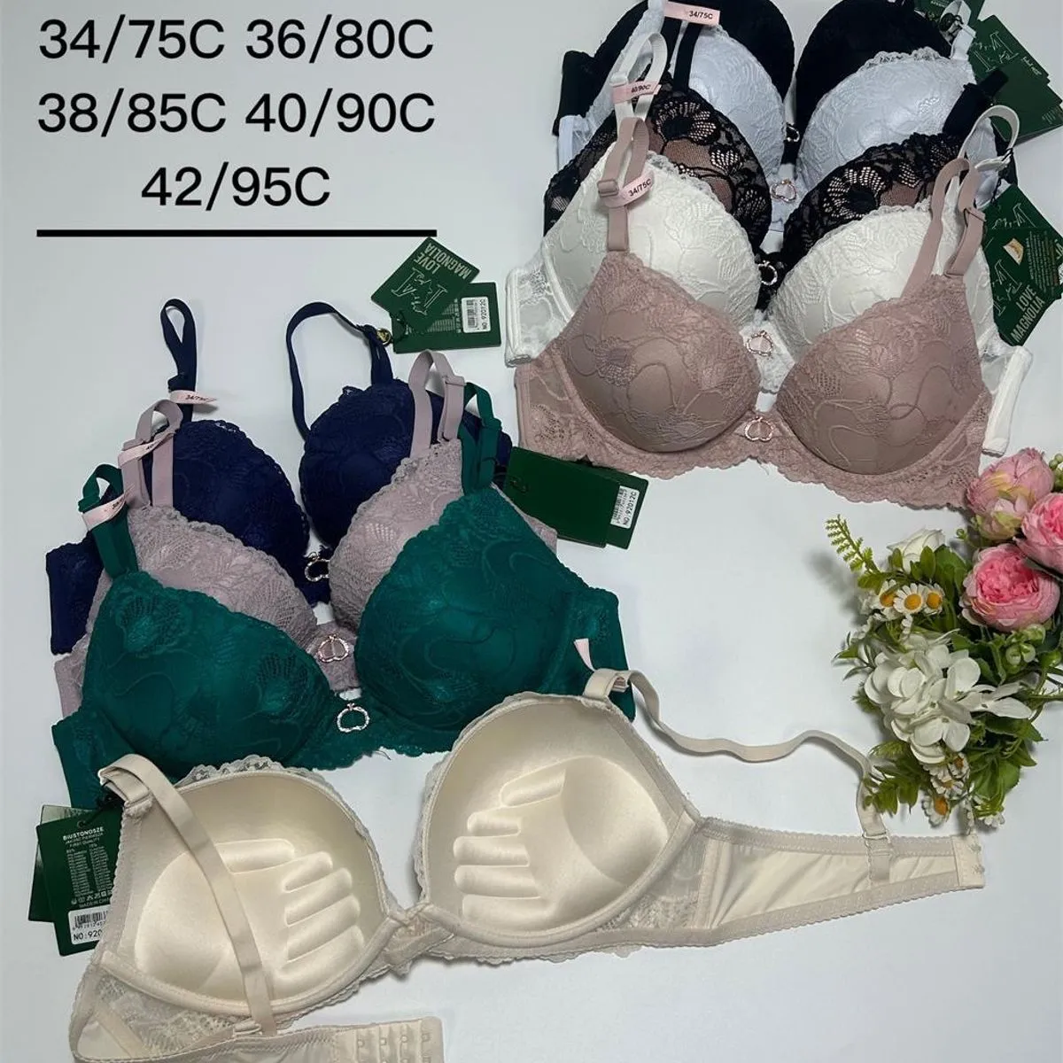Biustonosz damski push-up koronkowy 34/75C-42/95C