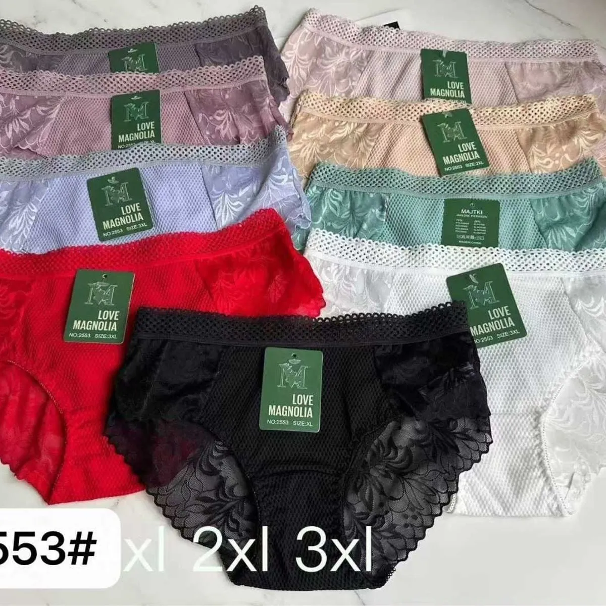 Majtki damskie Love Magnolia 5XL 2XL 3XL, zestaw multikolor