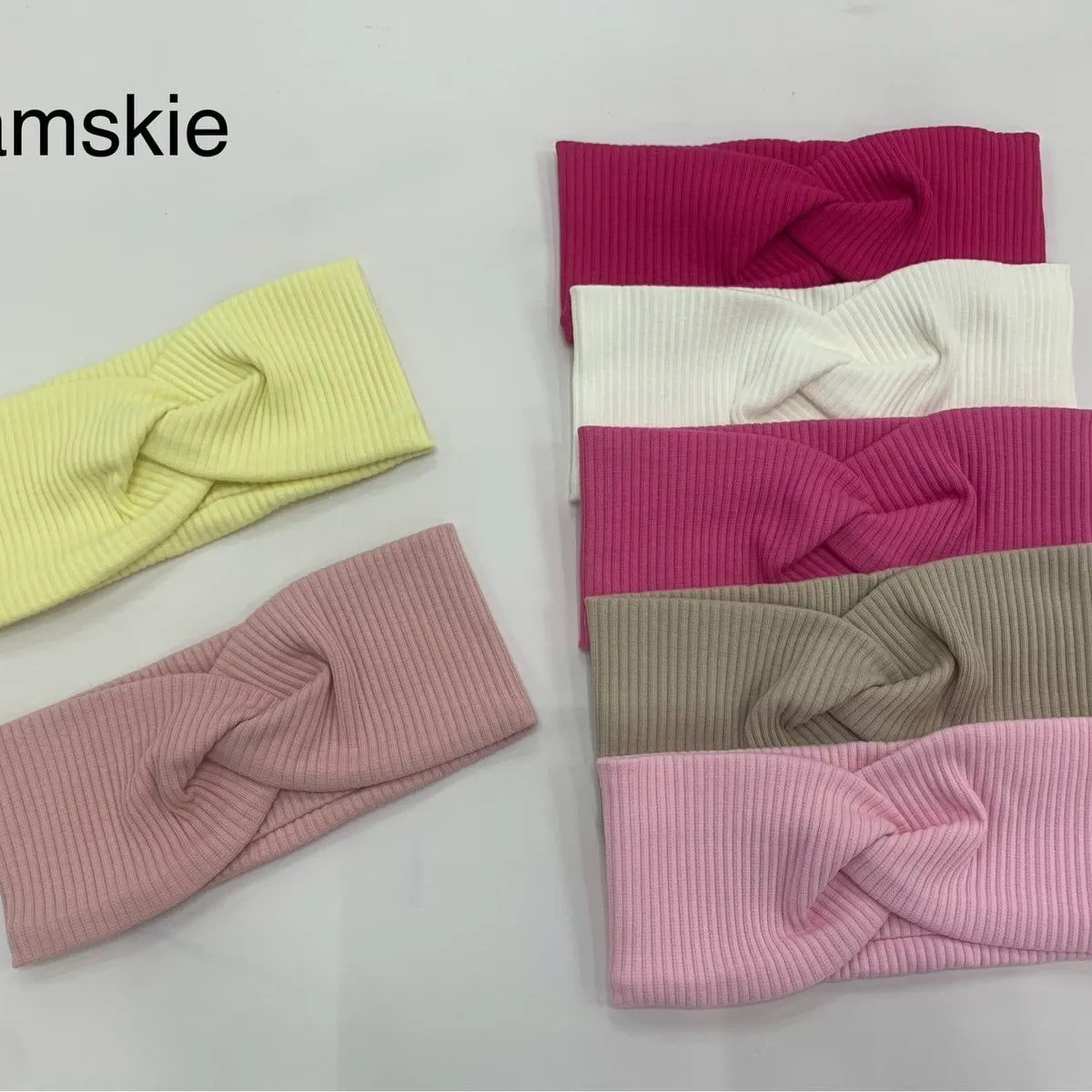 Opaski damskie scrunchie rib knittowane 10 szt