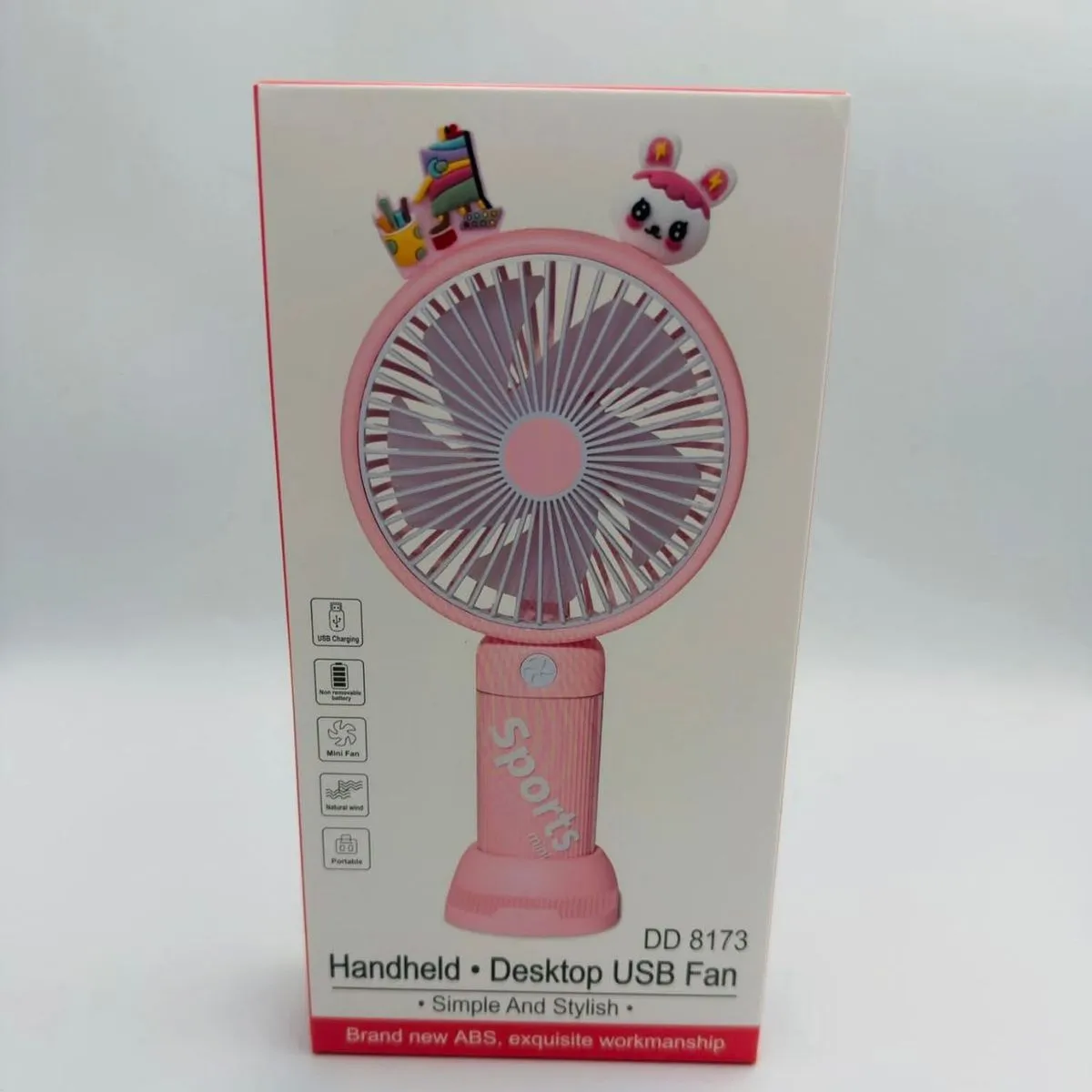 Ręczny wentylator USB z uchwytem różowy DD8173