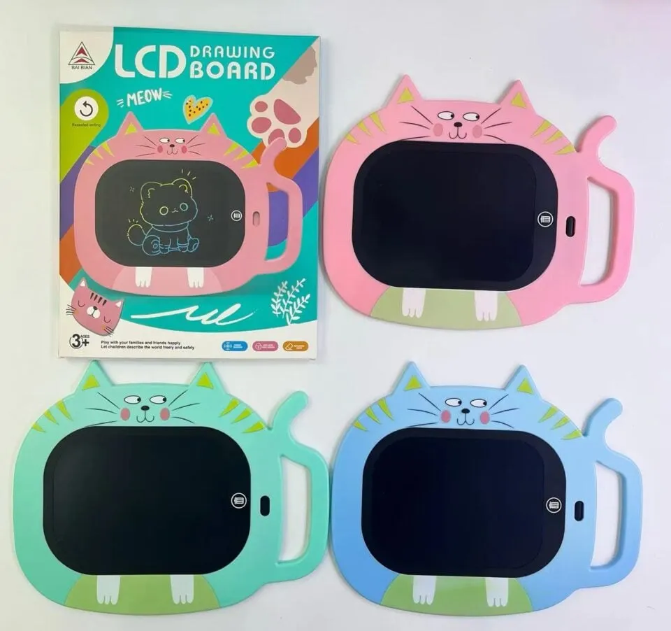Tablet LCD Drawing Board Znikopis Kot Mix Kolorów 12szt