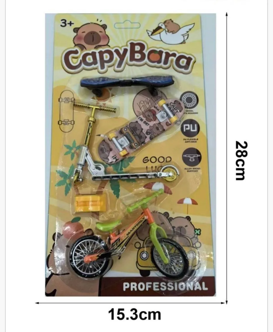Mini Deskorolka na Palce Zestaw CapyBara Rower Hulajnoga 28cm