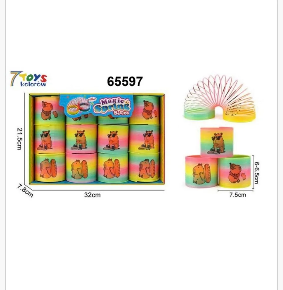 Sprężyna Zabawka Magic Spring Tęczowa Kapibara 7,5cm 12szt
