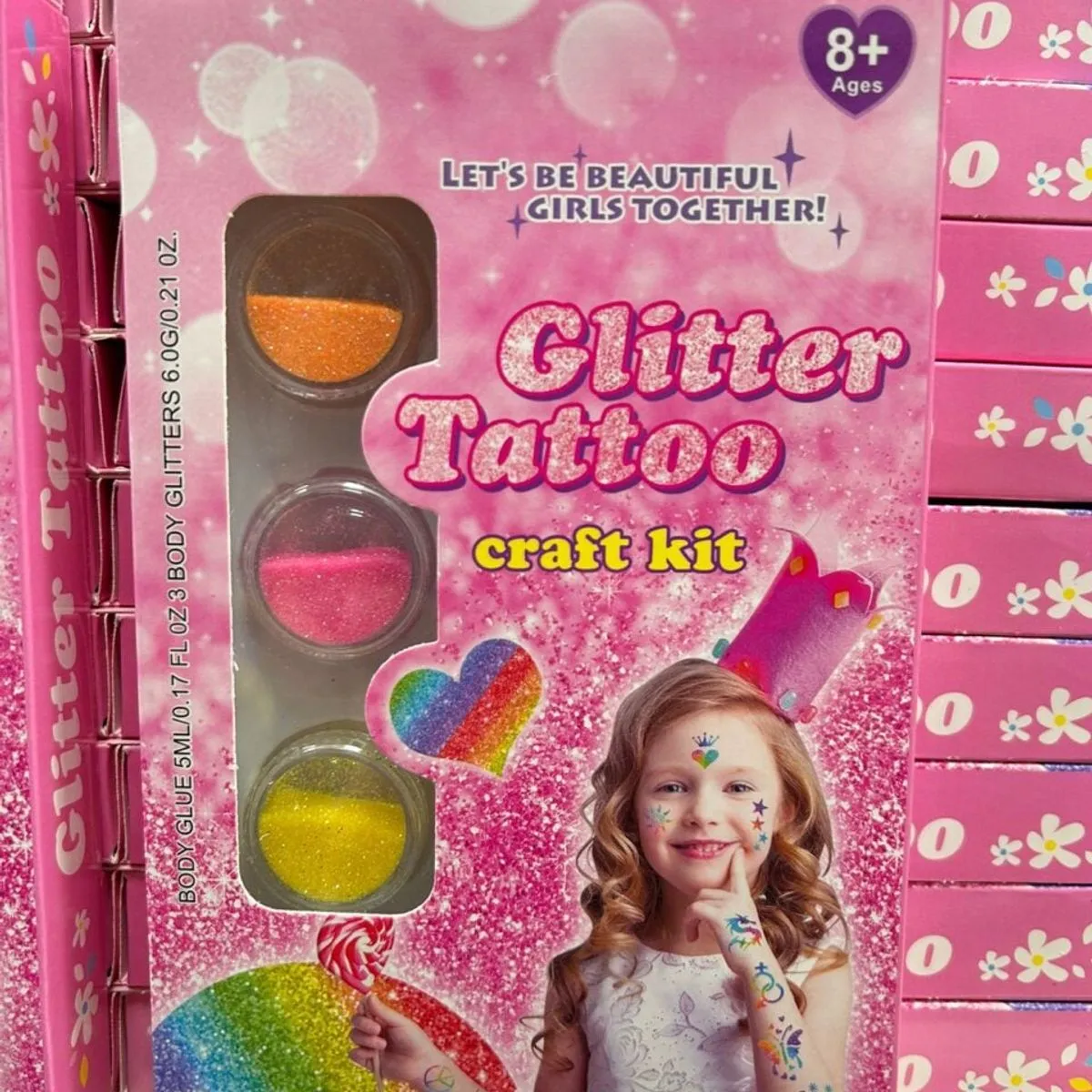 Zestaw Glitter Tattoo Craft Kit - Brokatowe Tatuaże dla Dzieci 8+