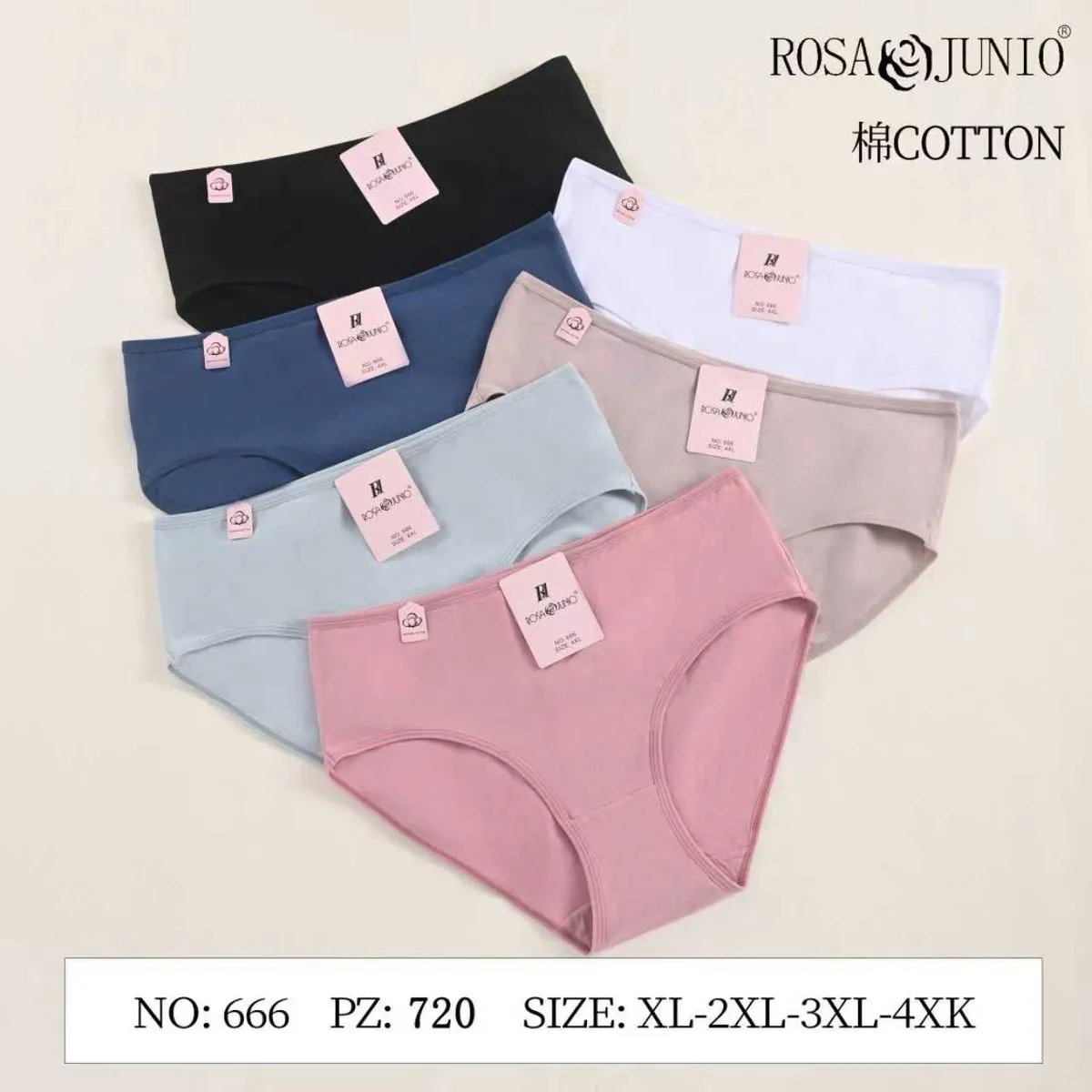 Majtki damskie bawełniane Rosa Junio, mix kolorów, XL-4XL