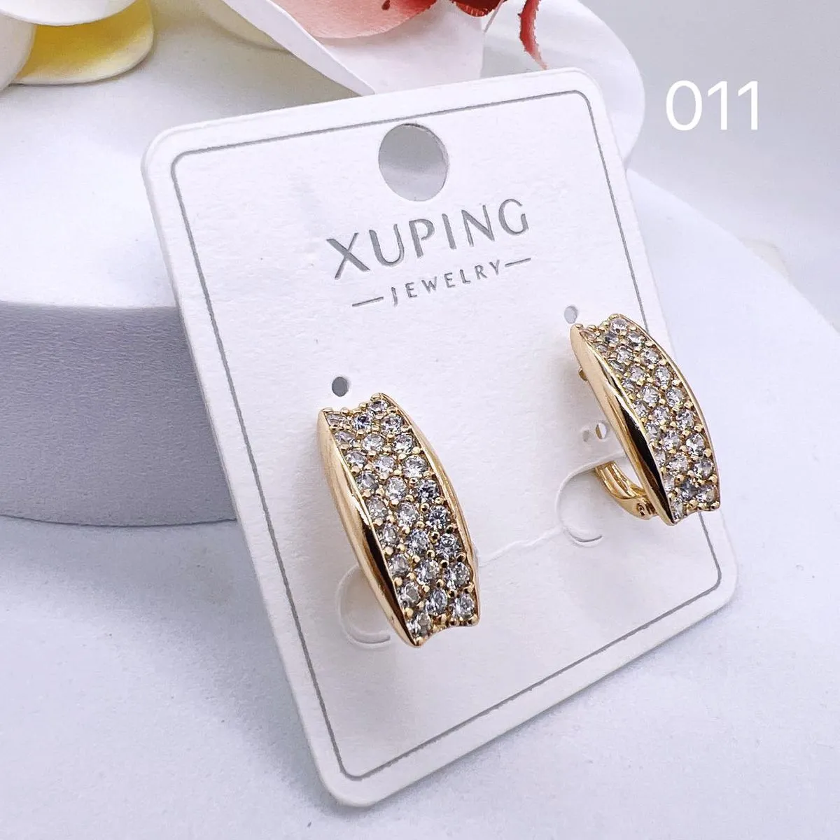 Kolczyki damskie Xuping Jewelry z cyrkoniami złote