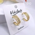 Kolczyki damskie hoop złote z cyrkoniami Viki Lady 010