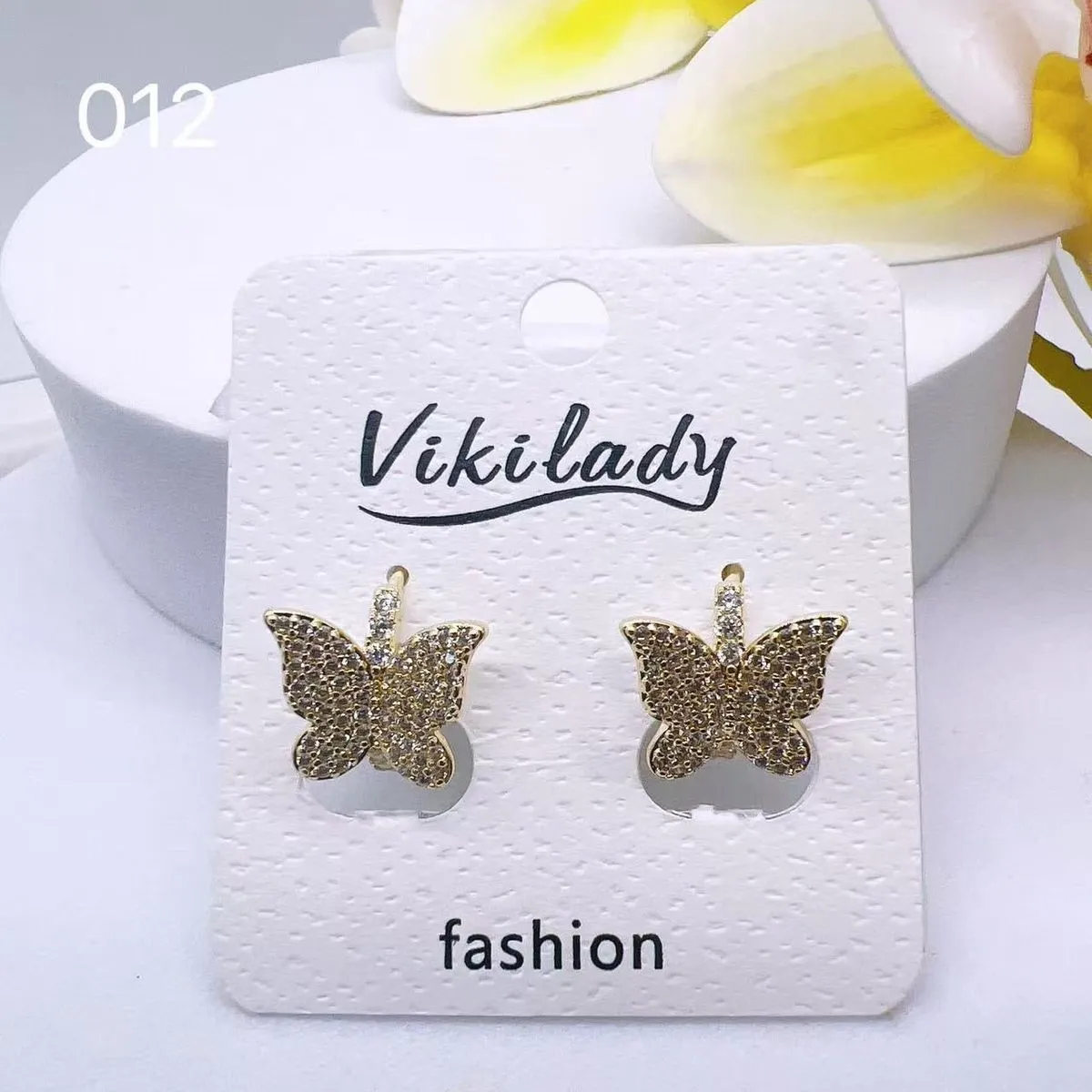 Kolczyki damskie motyle złote Viki Lady 012
