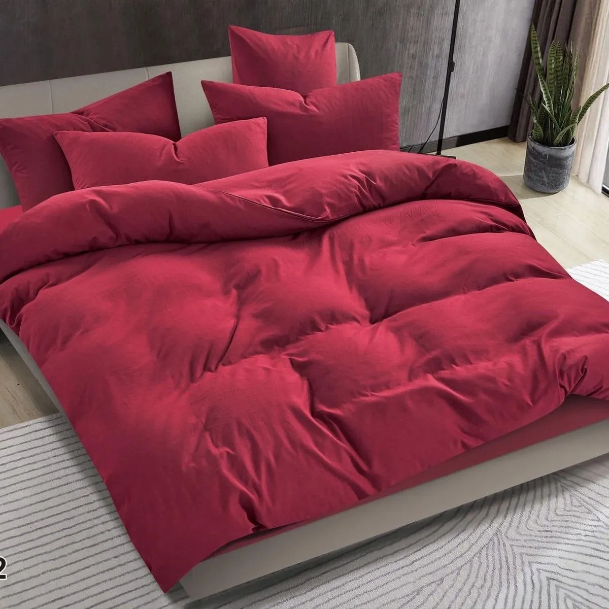 Pościel bawełniana 3cz. 160x200 cm czerwona