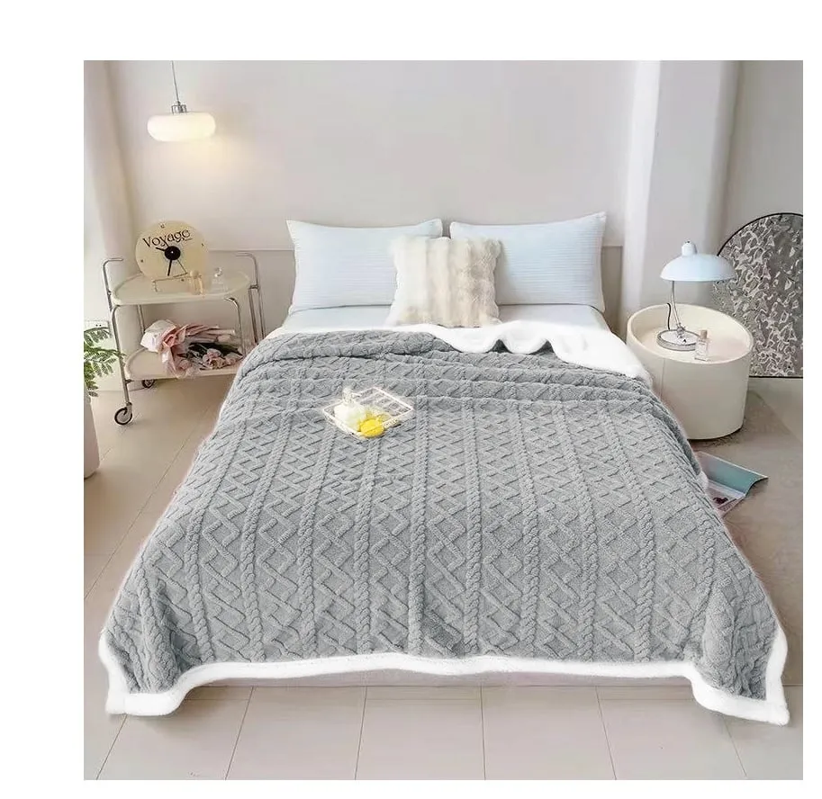 Pościel 160x200cm szara warkoczowa z białą obwódką