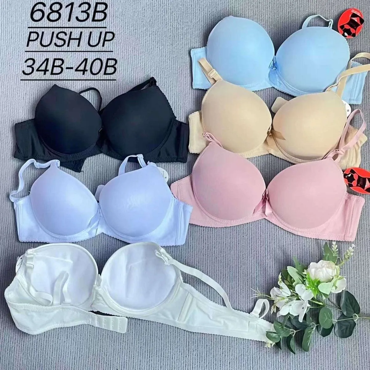 Biustonosze damskie push-up 34B-40B 6 szt