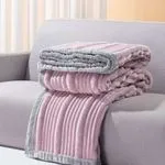 KOCE 200*220cm różowo-szare prążkowane