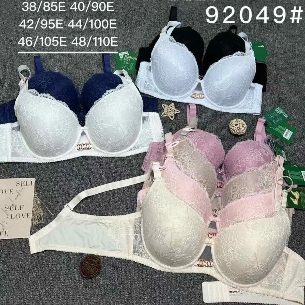 Biustonosze damskie push-up 38/85-48/110 czarny biały różowy granatowy