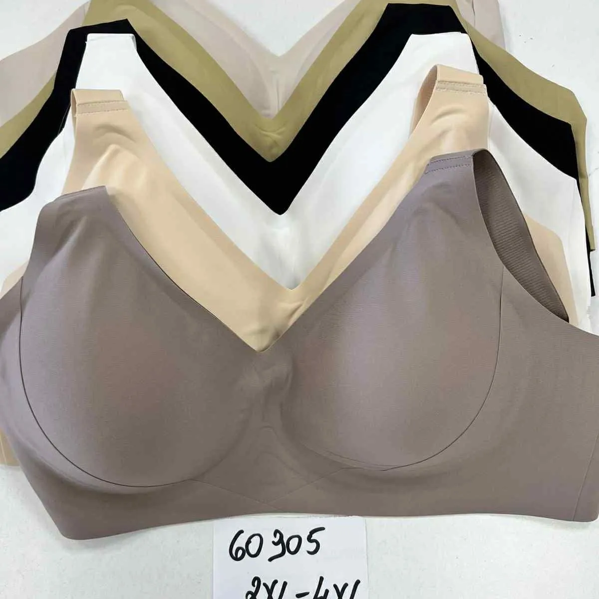 Biustonosze damskie bezszwowe 60-105 XL-XXL beż/czarny