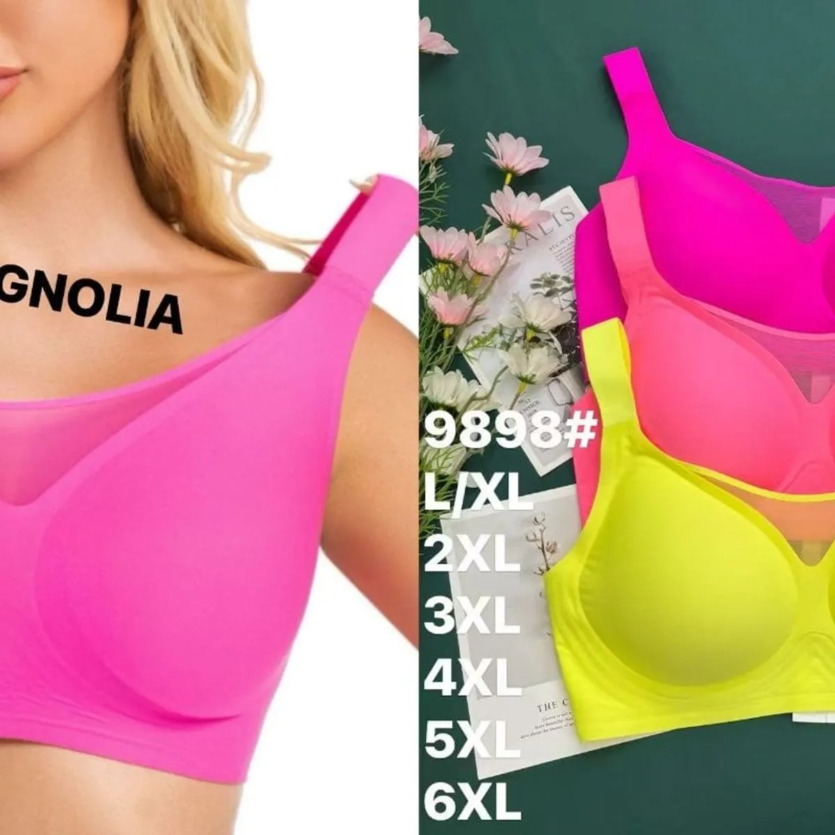 Biustonosze damskie bezszwowe Magnolie XL-XXL-XXXL-4XL-6XL