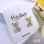 Kolczyki Damskie Vikilady Złote Kokardki z Cyrkoniami