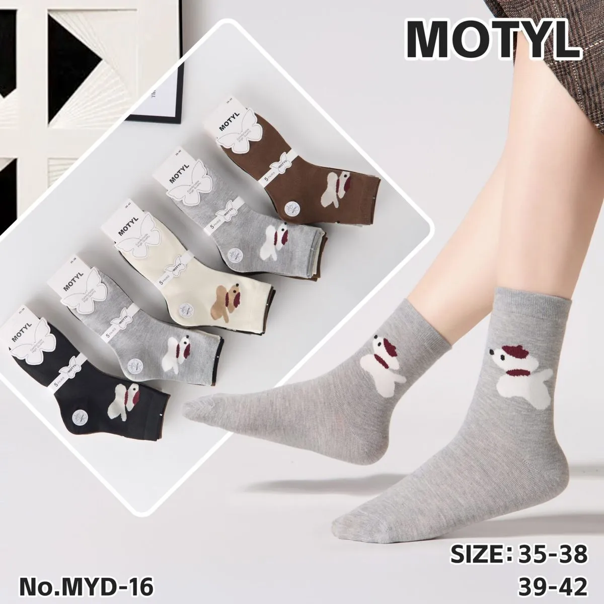 Skarpetki Damskie Motyl z Psami 35-38/39-42