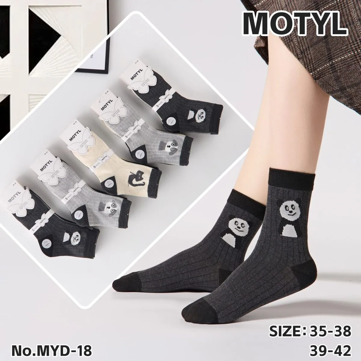 Skarpetki Damskie Motylki Panda No.MYD-18 Rozm.35-38/39-42