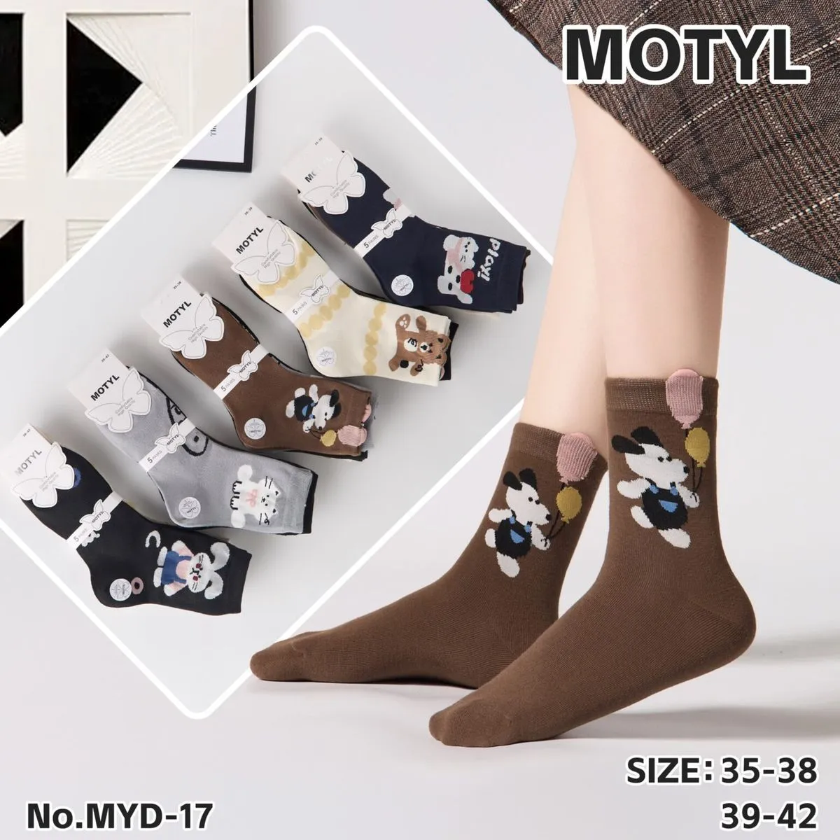 Skarpetki Damskie Motyle z Postaciami Size 35-38/39-42