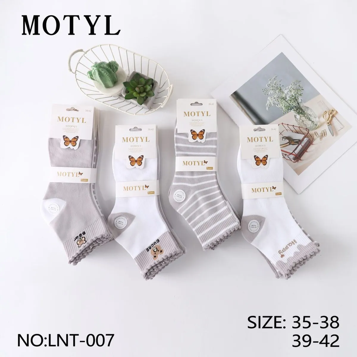 Skarpetki Damskie Motyl 4 pary rozmiary 35-38 i