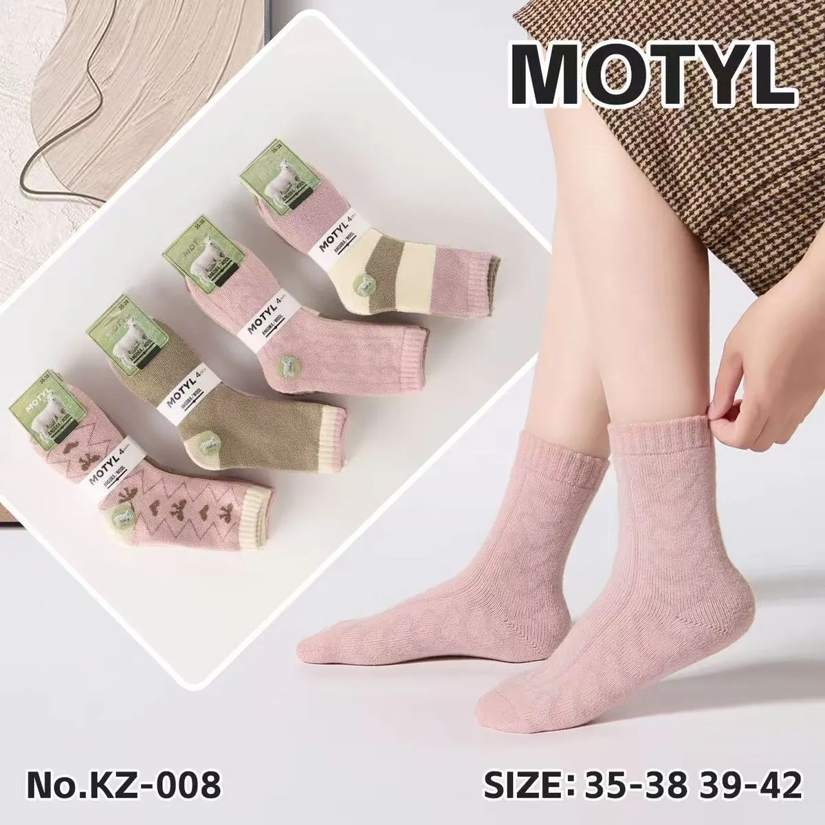 Skarpetki Damskie Motyle Różowe No.KZ-008 Rozm.35-38/39-42