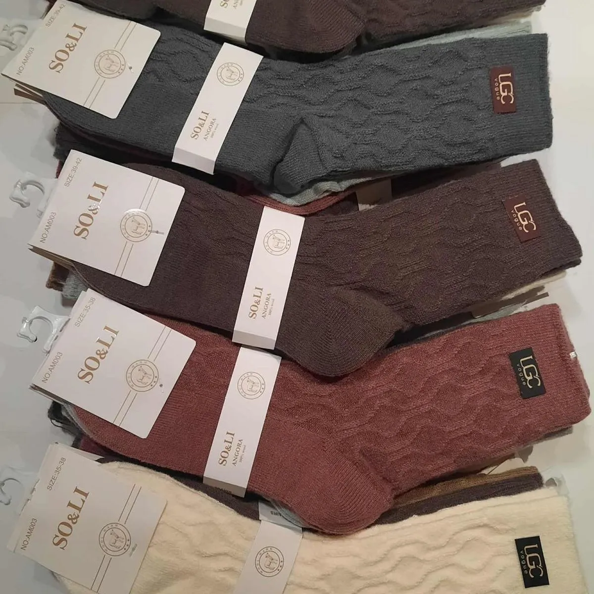 Skarpetki damskie UGG wzór warkoczowe 6 kolorów