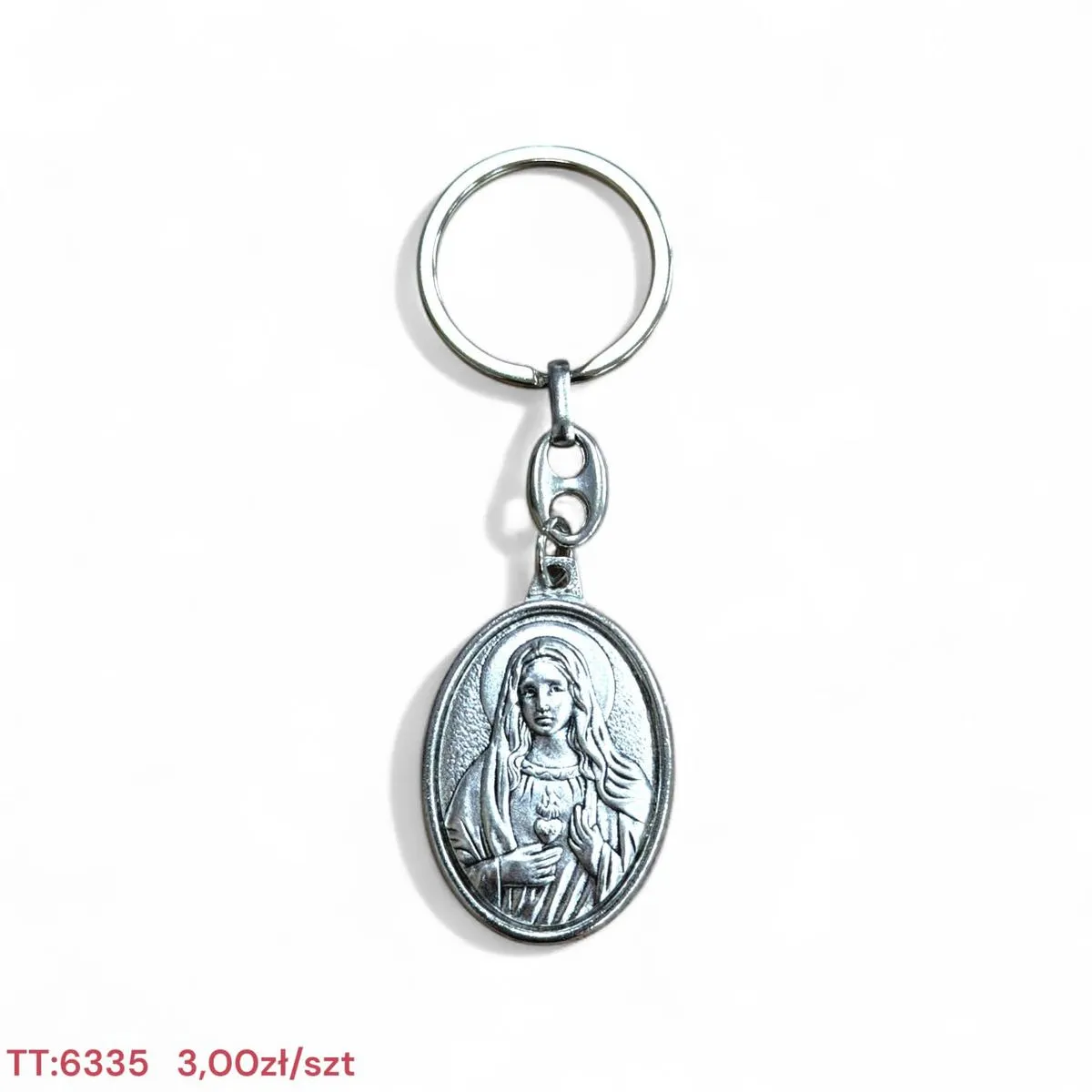 Brelok do kluczy z Matką Boską - medalik owalny