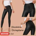 Leggingsy damskie z ekoskóry ocieplane S-2XL