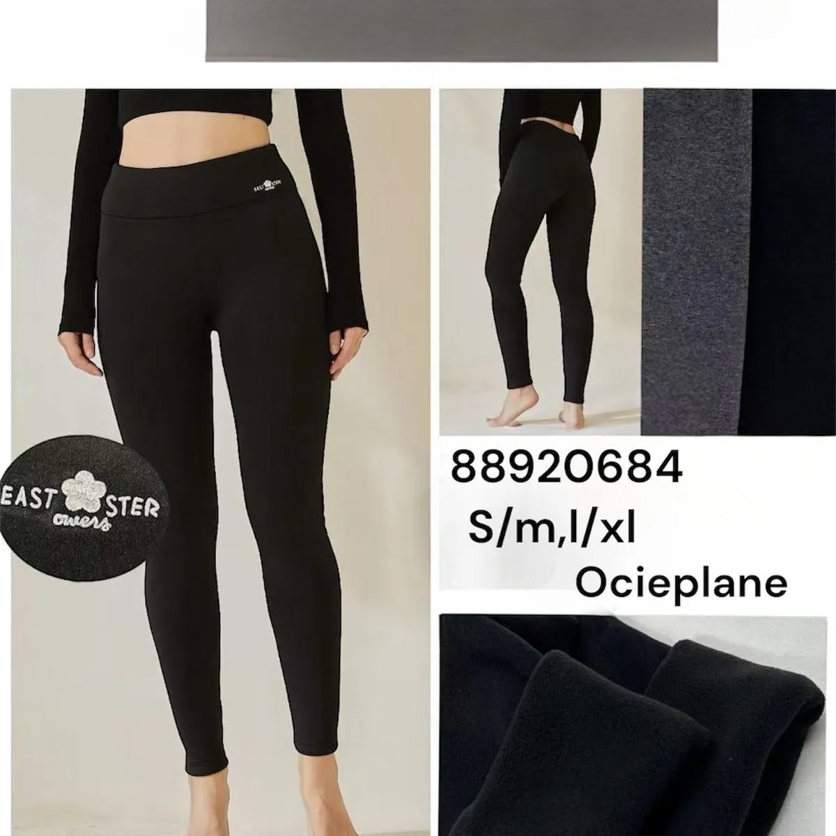 Leggingsy damskie East Master S/M/L/XL czarne ocieplane