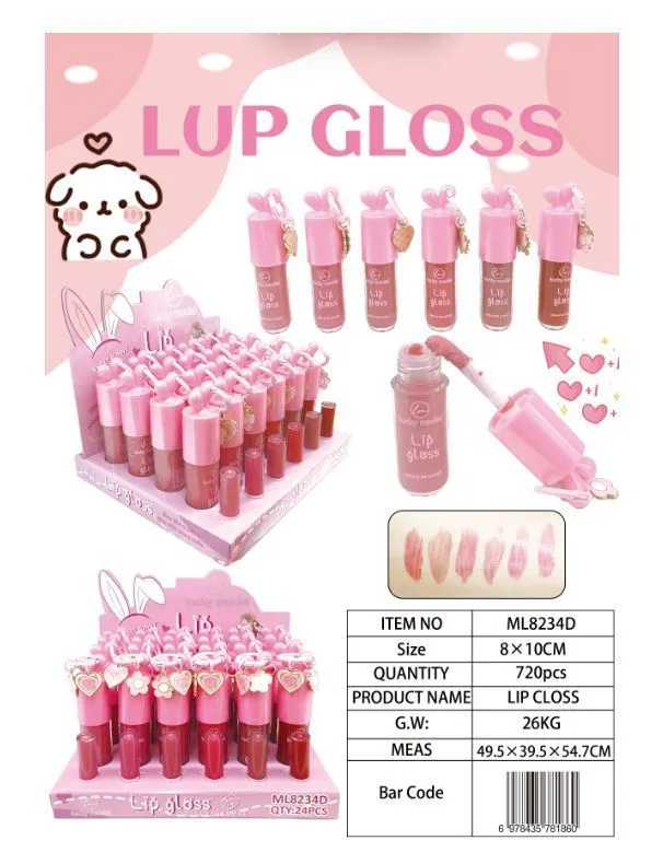 Lip Gloss do ust 8ml różowy z aplikatore