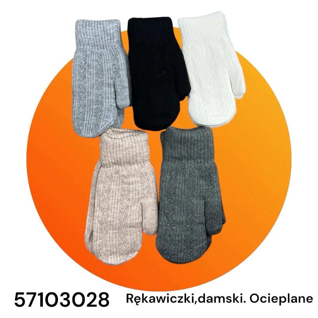 Rękawiczki damskie ocieplane dzianinowe 5 kolorów