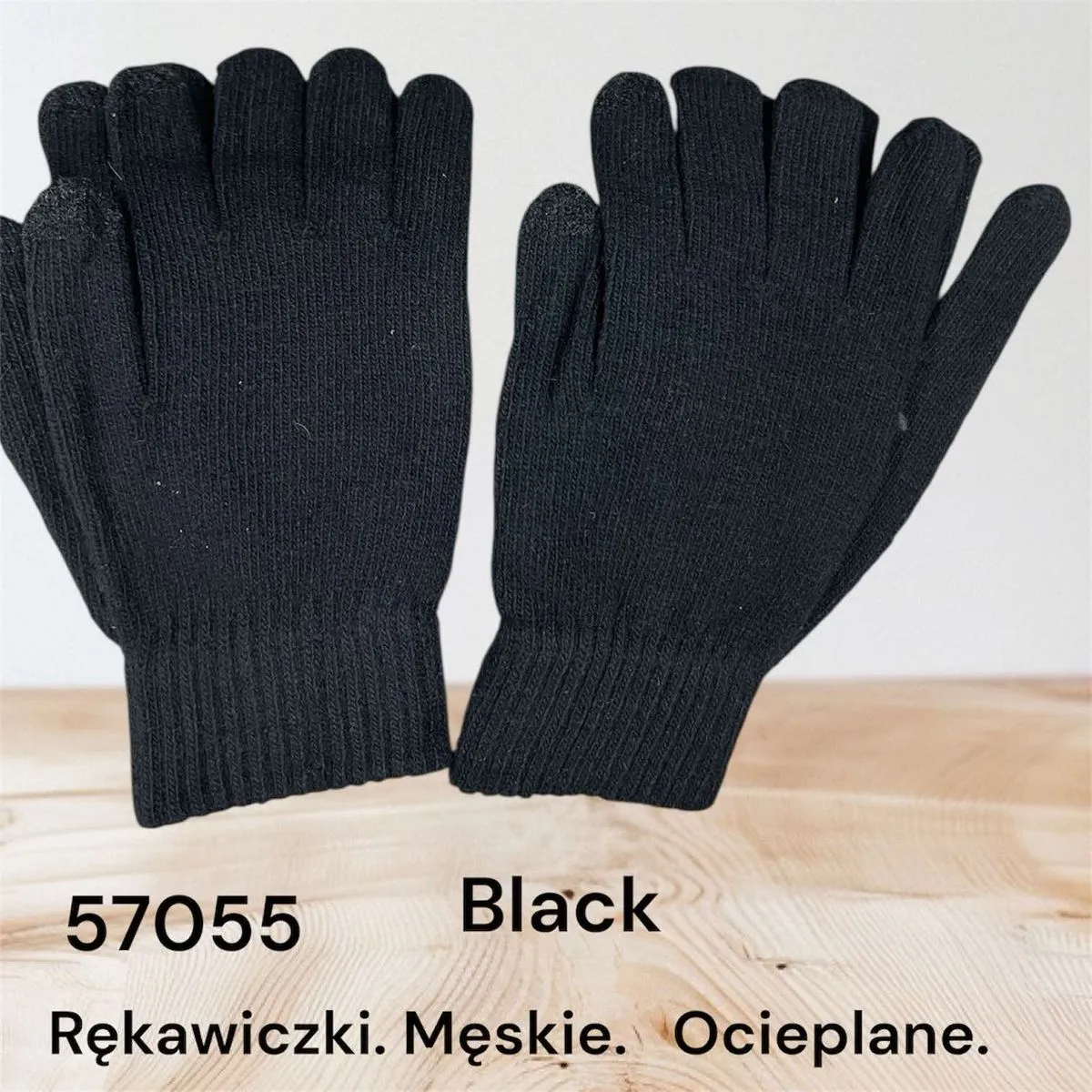 Rękawiczki męskie ocieplane czarne 37055