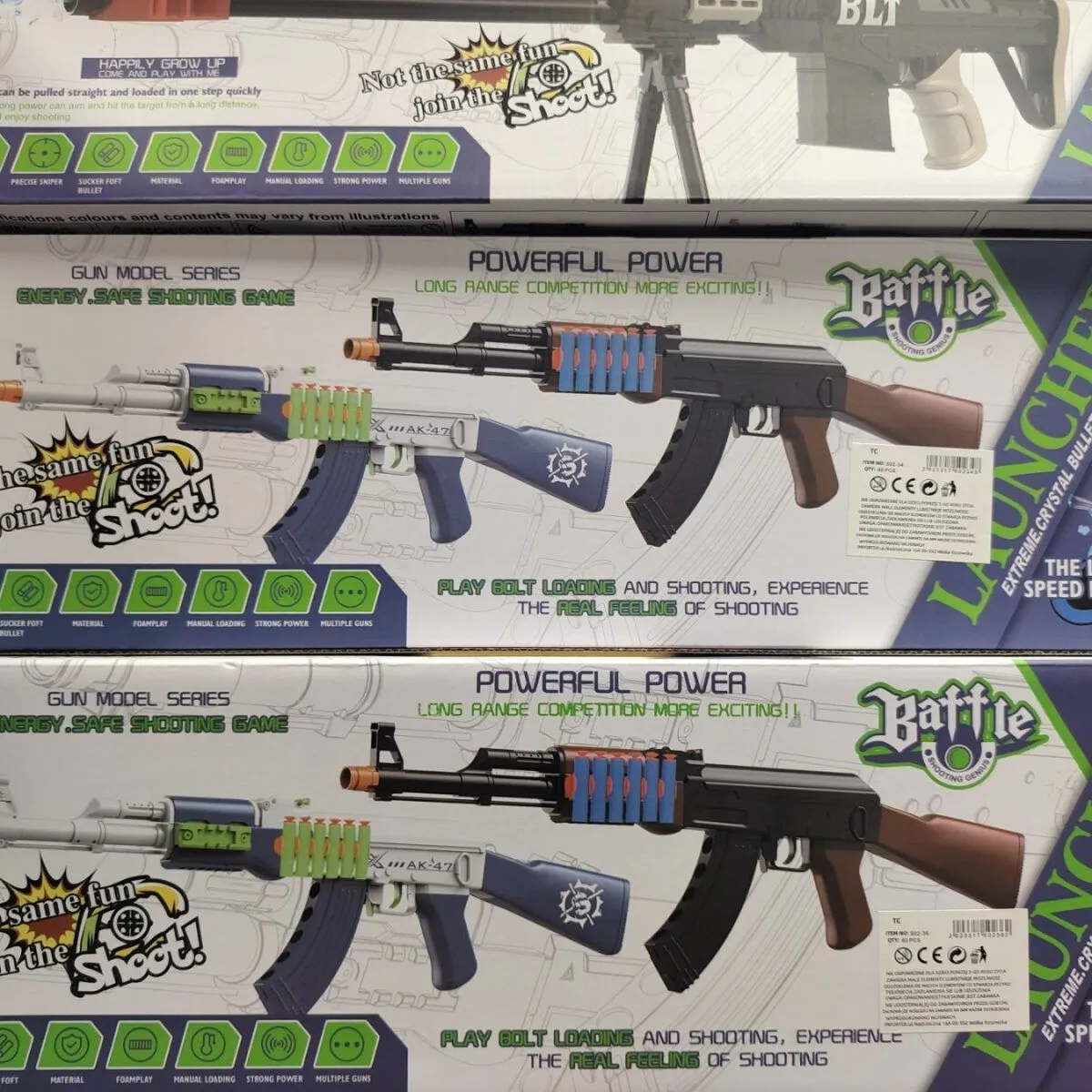 Pistolet na kulki Battle Launcher AK47 Nerf 6szt