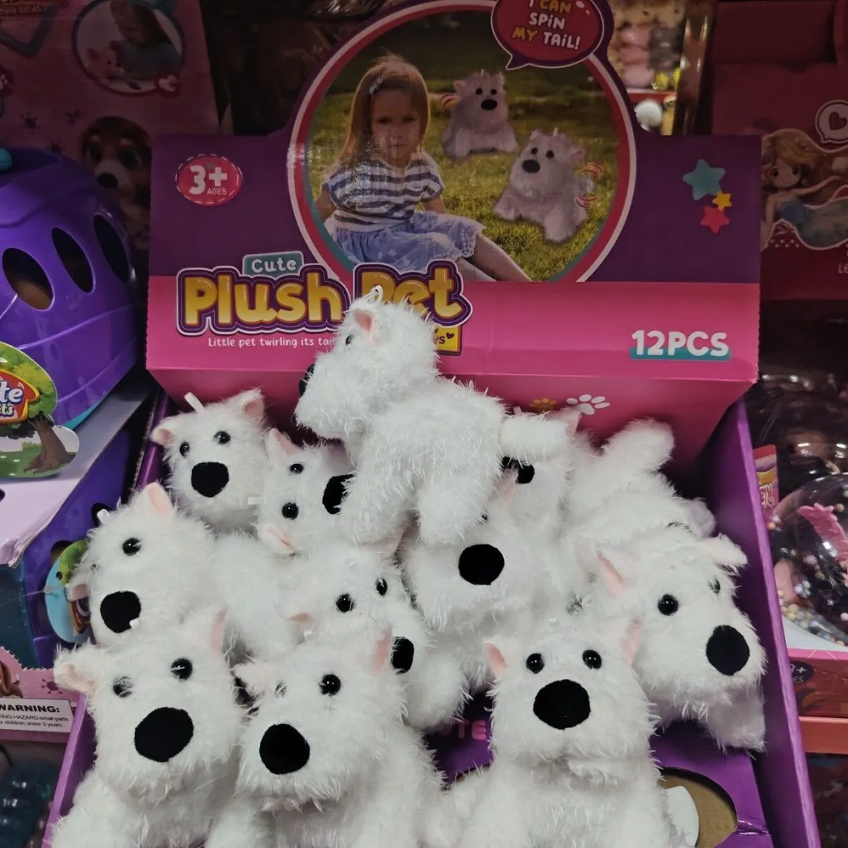 Mini pluszowa maskotka pies biały Cute Plush Pet 12 szt