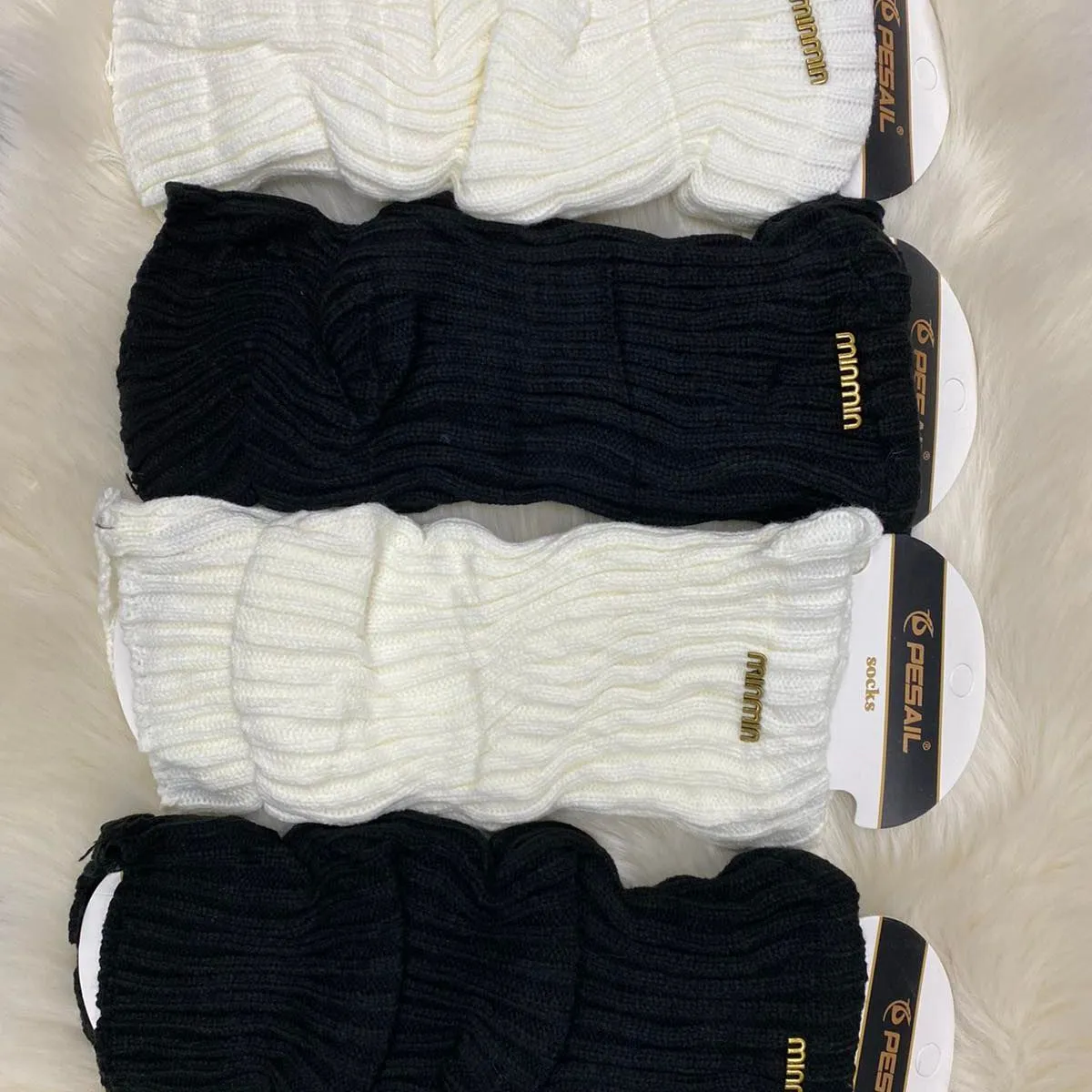 Skarpetki Damskie Leg Warmers BIAŁE/CZERNE