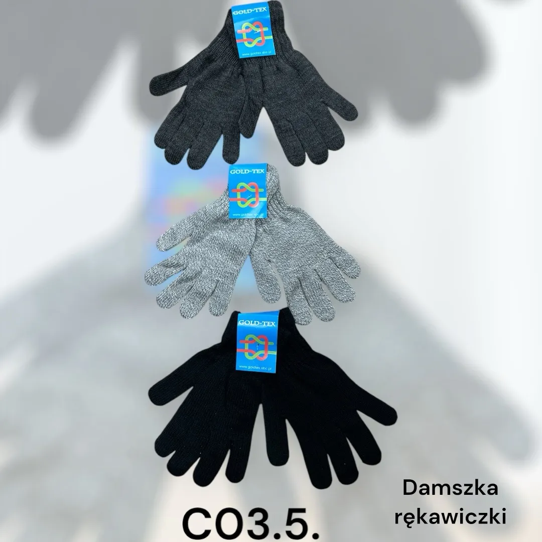 Rękawiczki damskie dzianinowe CO3.5 szare i czarne