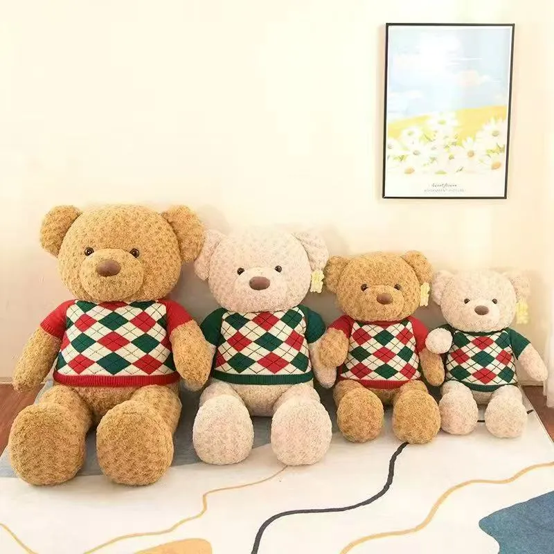 Maskotka Pluszowa Niedźwiadek 80cm z Wzorzystym Swetrem